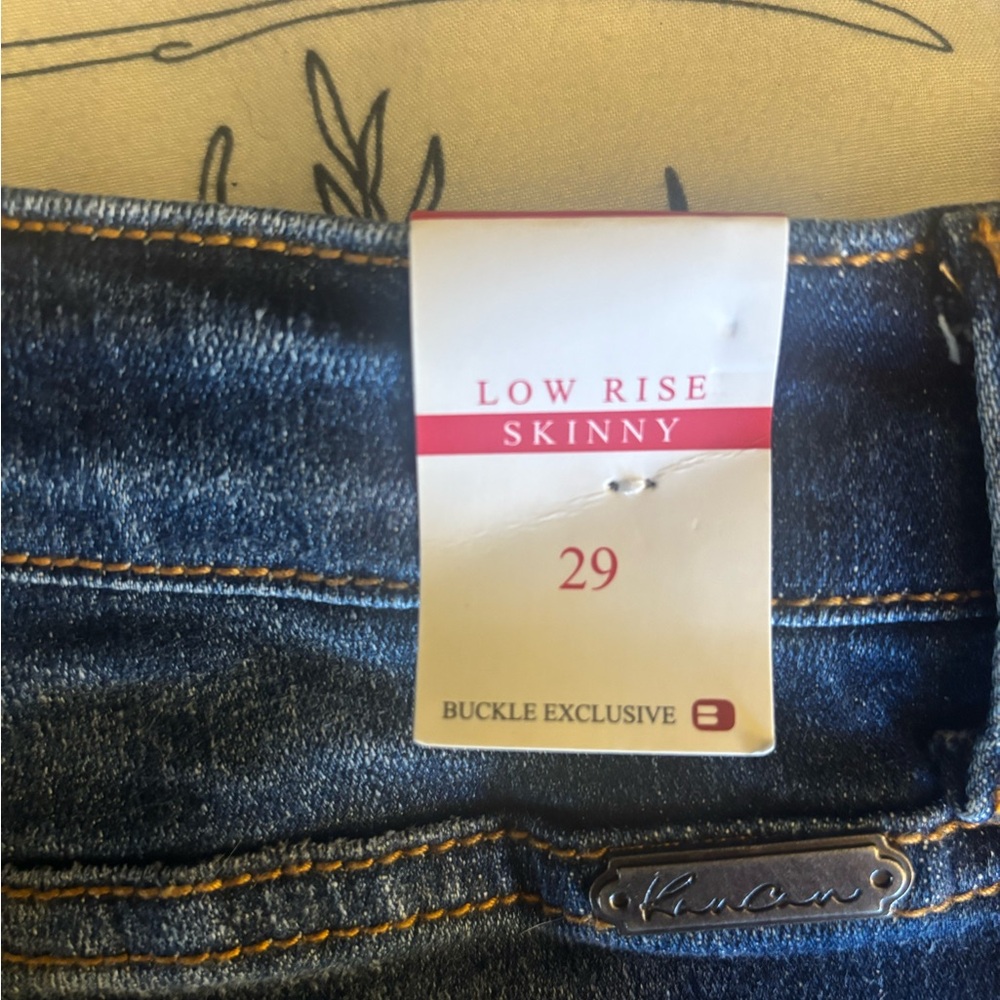 KanCan NWT Blue Skinny Low Rise Jeans with Distressed Design - Picture 4 of 6